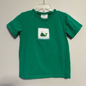 Shrimp & Grits kids boys shirt 4T smocked whale short sleeve green